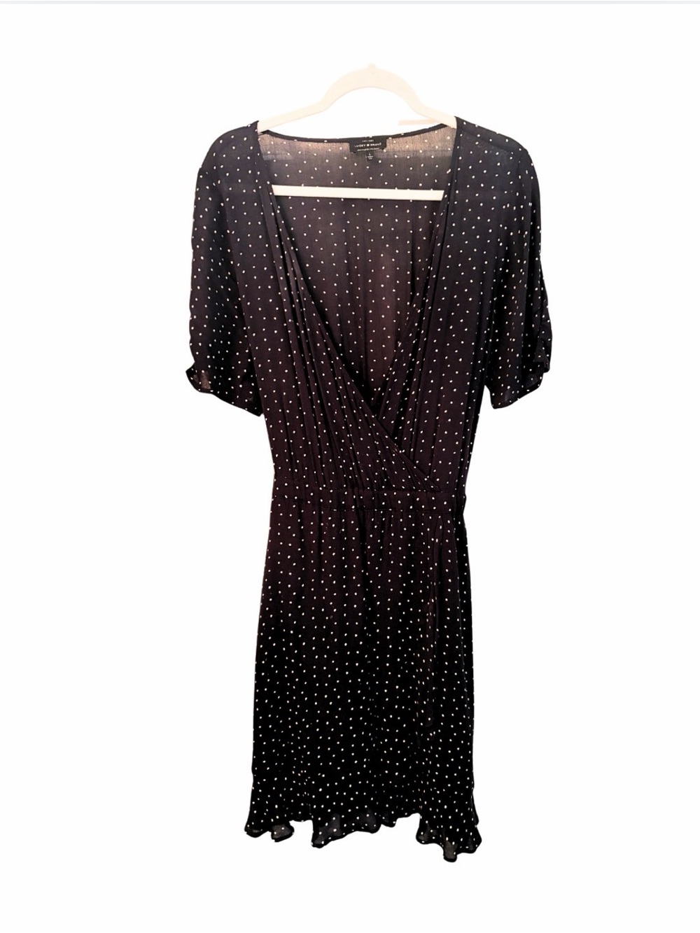 EUC Lucky Brand Polka Dot Faux-Wrap Dress - Black & White